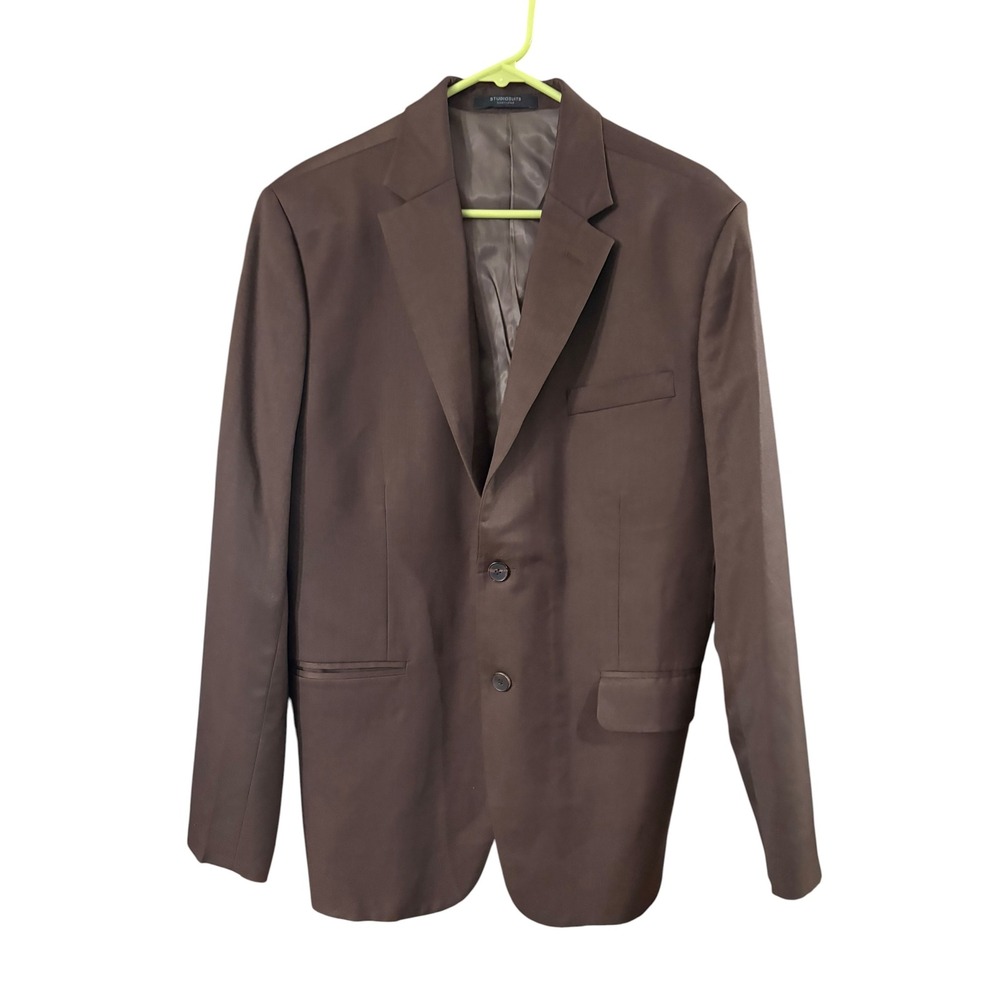 StudioSuits Mens 44R Brown Hand Crafted Two Button Blazer Suit Jacket Sport Coat